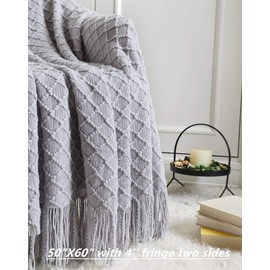 CREVENT Rustic Farmhouse Couch Sofa Throw Blanket for Bedroom Living Room Decoration, Soft Warm Cozy Light Weight for Spring Summer (127x152cm New Light Grey)