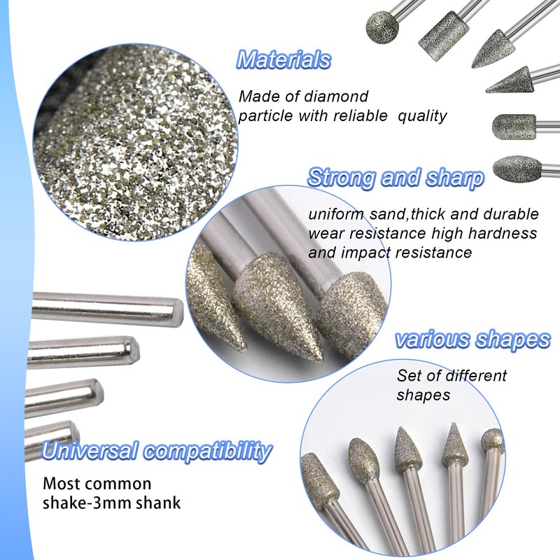 20Pcs 120-Grit diamond bit, tool accessories for dremel - 1/8"