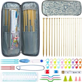 Professional Knitting Tools Pack, Included 18 Pairs Knitting  and Accessories and Portable Case, Durable and Beautiful Knitting DIY Kit for Any Project - Color: Green
