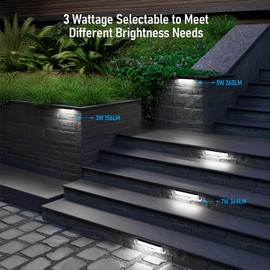LEONLITE 8-Pack 12 Inch LED Hardscape Lighting, Update Retaining Wall Lights, LED Landscape Lighting, 12-24V AC/DC Paver Light Low Voltage, 3W/5W/7W Dimmable Outdoor Step Lights, 5000K Daylight, ETL