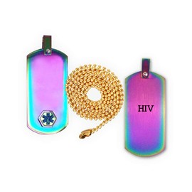 HIV Medical Alert ID Dog Tag Pendant in Anodized Titanium