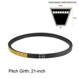 sourcing map A21 Drive V-Belts 21" Pitch Length 13mm Width 8mm Thick JIS Standard A-Section Rubber Drive Transmission Belt 2pcs