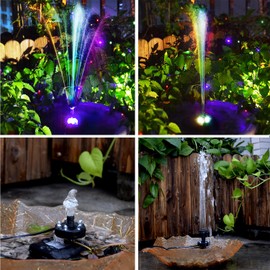 Lewisia 5W Solar Fountain Pump with Battery Backup LED Lighting for Patio Pool Koi Pond Bird Bath Garden Decoration Submersible Solar Powered Water Pump Kit