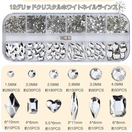 Rhinestone Nail Parts, Approximately 980 Pieces Set, Nail Stone, Nail Art Parts, 3D, Flat Back Beads, DIY Decoration, Mixed Size, Crystal, Multifunctional, Craft Parts, Heart, Round, Diamond, Melon,