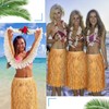 Berlune 12 Pcs Bulk Raffia Hula Skirts for Adults Hawaiian