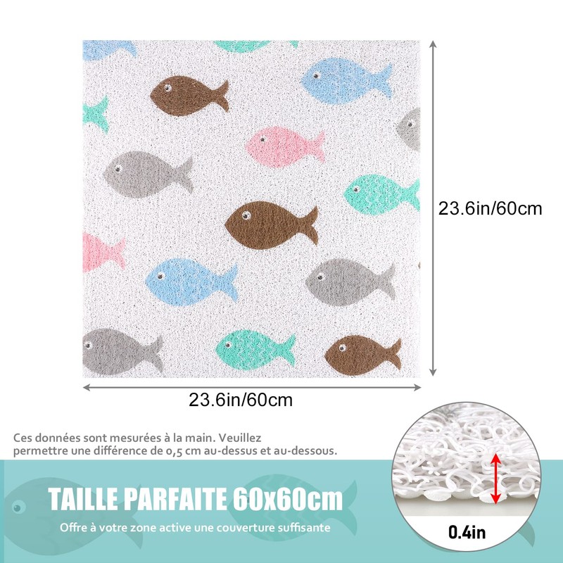 Shower Mat Non-Slip 60 x 60 cm Safety Mat Comfort