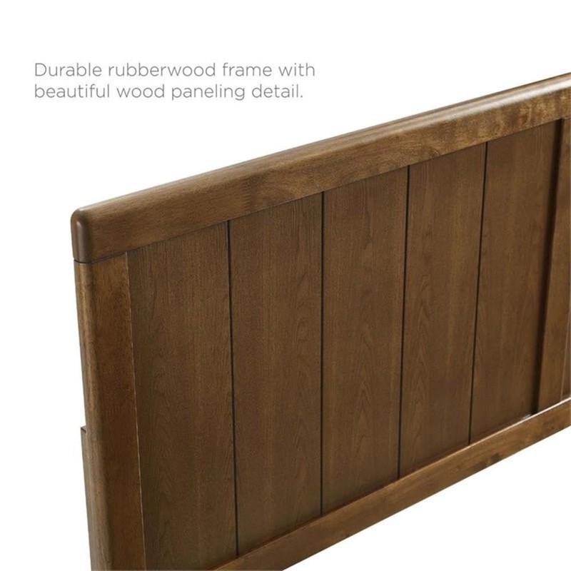 Pemberly Row Full Modern Rubberwood and MDF Headboard in Walnut