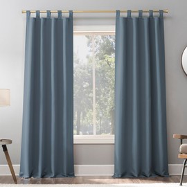 Sun Zero Easton Energy Saving Blackout Tab Top Curtain Panel, 40" x 63", Denim Blue