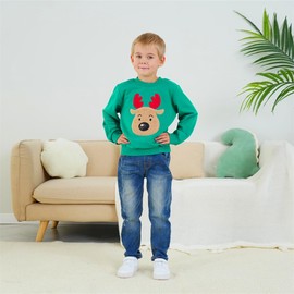Toddler Boys Christmas Sweatshirts Long Sleeve Pullover Shirts Reindeer Sweaters Xmas Cartoon Tee Sport Tops 3t A-green
