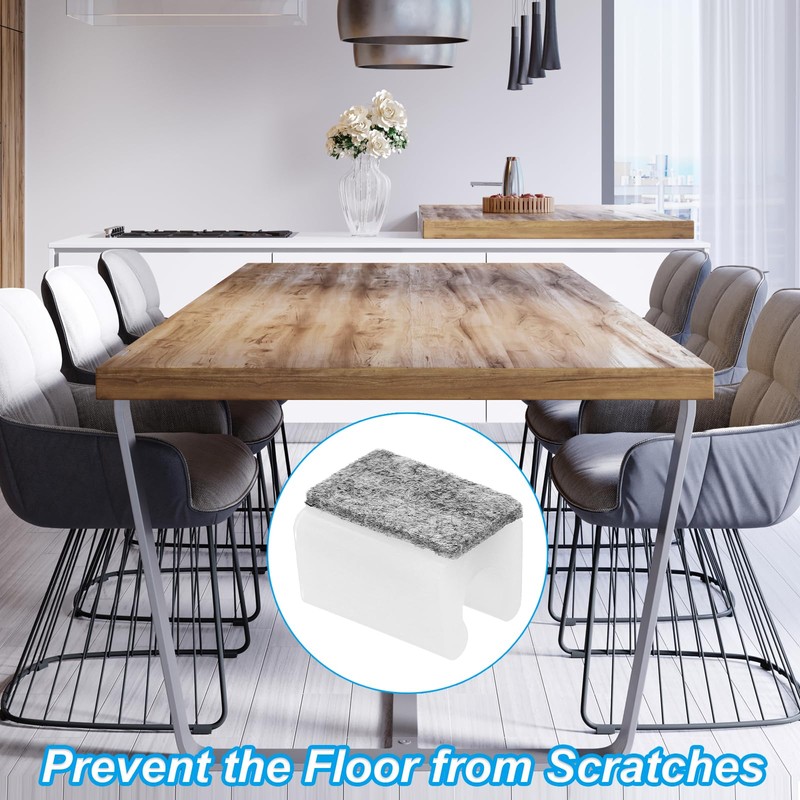 PATIKIL フェルトパッド付きの長方形の椅子脚カバー8個 10mmのスムーズなスライド 傷やノイズなし 家具の足のハードウッド保護具 オフィス用の床スライドチューブキャップ ホワイトグレー