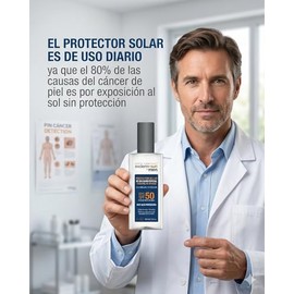Exderm Sun For Men Protector Solar Facial FPS 50 Bloqueador Matificante Hombre con Ácido Hialurónico Control de Brillo Cuidado Antiedad 60 Ml