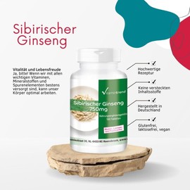 Siberian Ginseng 750 mg - 180 Vegan Tablets - High Dose - Siberian Ginseng | Vitamintrend®