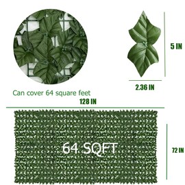 DOPGIB Artificial Ivy Privacy Fence Roll Screen,128" by 72" (64 SQFT) UV-Anti Faux Hedge Fence and Fake Ivy Vine Leaf Wall Panels for Indoor&Outdoor Green Backdrop, Garden Greenery Decor
