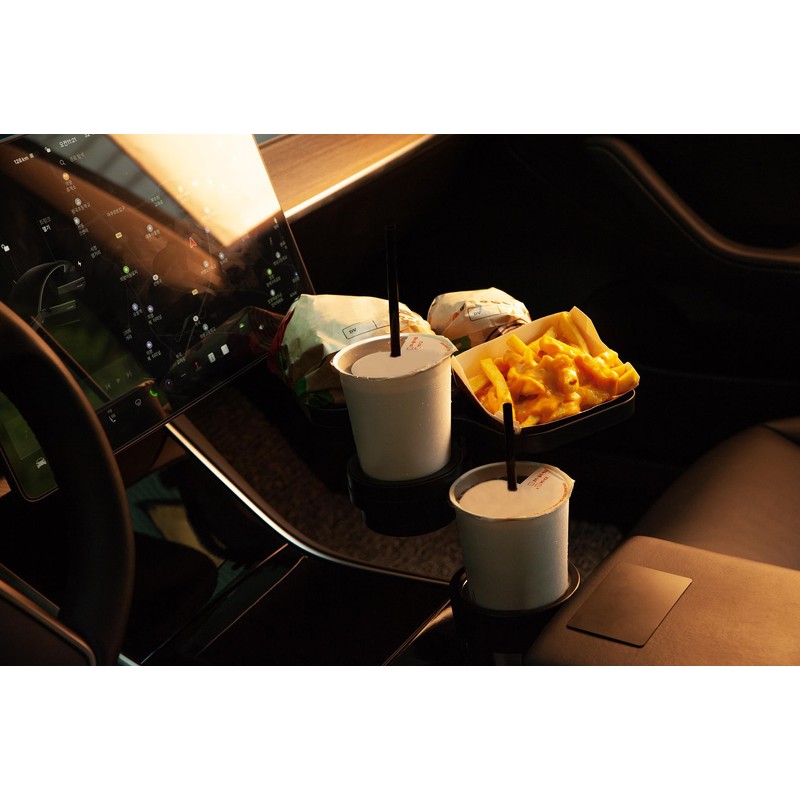 Chameleon360 Insulated Car Cup Holder with Food Table Tray