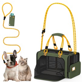 PAWZIDEA Expandable Pet Carrier Airline Approved, 18"×11"×11" Small Dog Carriers, Collapsible Top-Load Cat Carrier for 2 Cats Under Seat, Soft-Sided Puppy & Animal Travel Bag, ID Card, Up to 15lbs