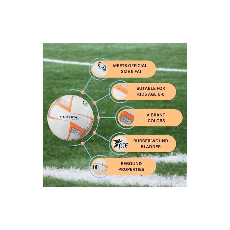 Precision Unisex-Youth 290 Fusion Lite Football, White/Orange, 290gms