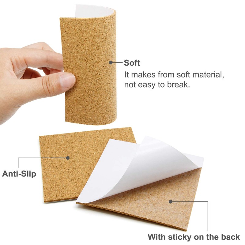 Blisstime 36 Self-Adhesive Cork Sheets 4"x 4" for DIY Coasters,