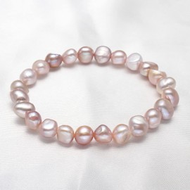 Treasure Bay Stunning 8-9mm Baroque Freshwater Pearl Bracelet for Women and Girls (Purple)