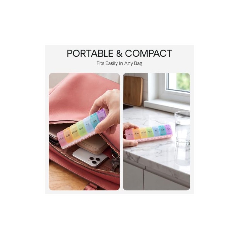Premium Pill Organiser 7 Day Monday Start, Weekly Pill Box,