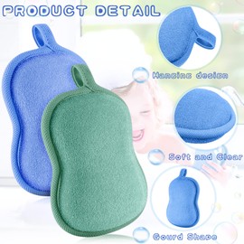 4 Pieces Baby Bath Sponge Cotton Baby Sponge Soft and Absorbent Sponge for Kids Babies Men Women (Green, Blue)