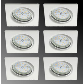 Trango® 6 LED Dimmable Square Recessed Downlight including 6X6 W LED Module Only 3 cm Depth TG6729-066SMD Weiß