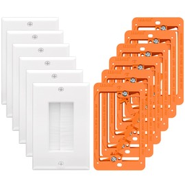 LEENUE Brush Wall Plate with Mounting Bracket, Cable Pass Through Decorator Cover for Low Voltage Wires, Single Gang Cord Hider for TV Home Theater System, White, 6 Pack