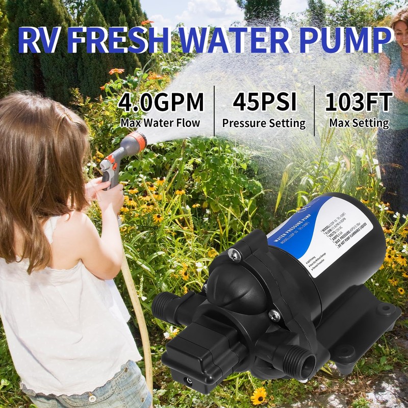 12V DC RV Fresh Water Pump for Home,4GPM 45PSI Self