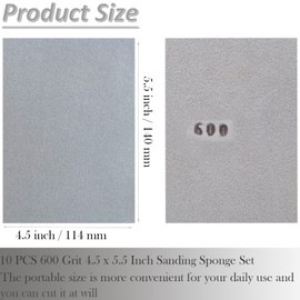 SACKORANGE 10 PCS 600 Grit 4.5 x 5.5 Inch Sanding Sponge Set, Wet or Dry Hand Sanding Sponges Sheet, Flexible Soft Foam Sand Block for Drywall, Corner Contour, Metal Wood