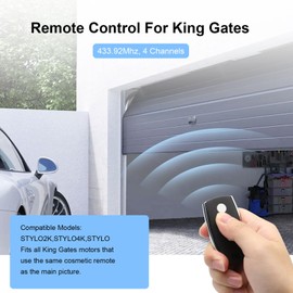 Remote Control Gate, Compatible with King Gates STYLO2K STYLO4K Pen, Transmitter Radio 433MHz, 4 Channels, Garage Door, Roll Codes (Pack of 2)