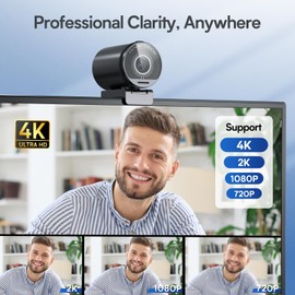 EMEET SmartCam S800-4K Webcam for Streaming, Sony 1/2'' Sensor, Supports HDR, PDAF&TOF Dual-autofocus, 1080P@60fps, 2 Noise-cancelling Mics, 40°-73° FOV, Perfect for Live Streaming&Online Meetings