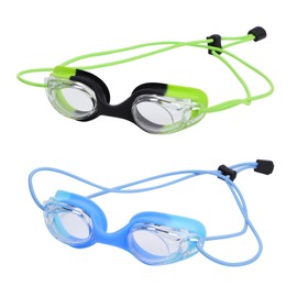 2 Pack Swimming Goggles for Kids 6-14 Years Old, Anti-Fog UV Protection, Leakproof and Waterproof with Quick Adjustment, Clear Vision for Boys and Girls (Sky Blue and Dark Green)