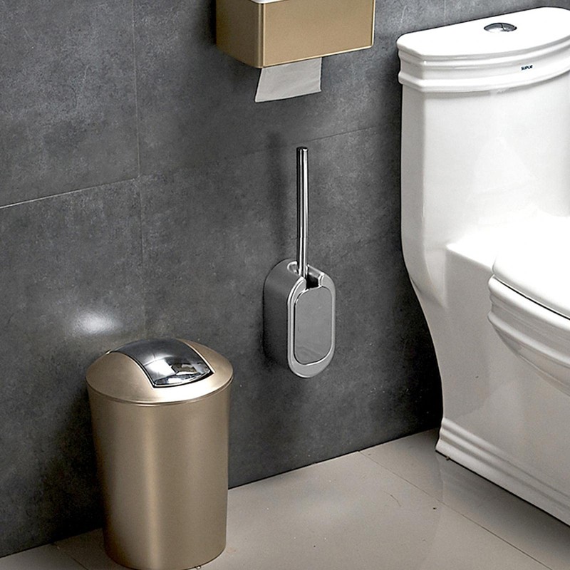 Stainless Luxury Toilet Brush Toilet Brush Set Compact Wall-Mounted Toilet