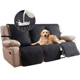 Genina 100% Waterproof Recliner Sofa Covers for 3 - Cushion Couch - Non - Slip, Washable Pet - Friendly Furniture Protectors. Ideal for Homes with Kids & Dogs【 Black】