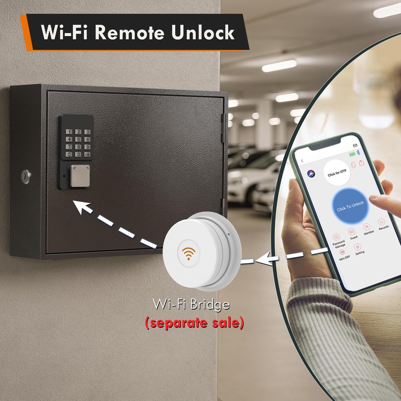 WeHere 60 Key Lock Box Wall Mount, Smart Key Cabinet,
