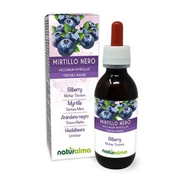 Bilberry or European Blueberry (Vaccinium myrtillus) Fruits Alcohol-Free Mother Tincture Naturalma | Liquid Extract Drops 120 ml | Food Supplement | Vegan