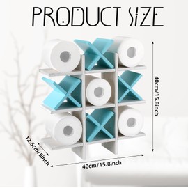 Weysat Tic Tac Toe Toilet Paper Holder Stand Bathroom Wall Decor Rustic Wooden Hanging Storage Freestanding Wall Mounted Shelves Decor for Toilet Tissue Farmhouse