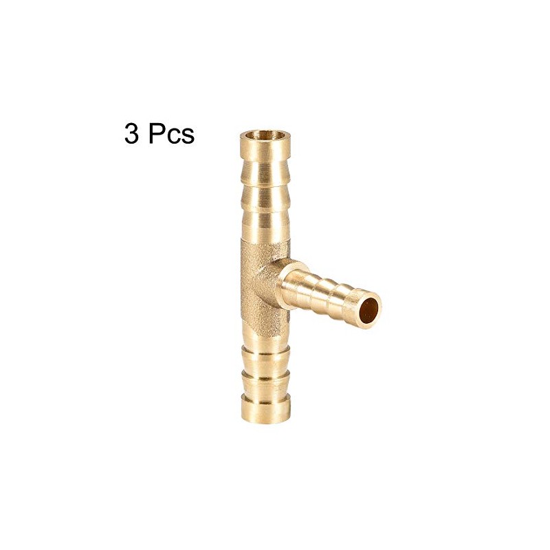 sourcing map Tee Brass Barb Fitting Reducer 3 Way, Fit