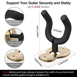 Guitar Holder for Wall - Guitar Wall Mount, 1 Pack Metal Guitar Holder with Sponge Protection, Suitable for All Guitars, Electric Guitars