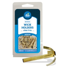 Ner Mitzvah Wonder Wick Holder Set – 9 Medium Holders and 50 Wax Coated Red Cotton Wicks – Sits in Full Oil Cup for Optimal Safety and Burn Time
