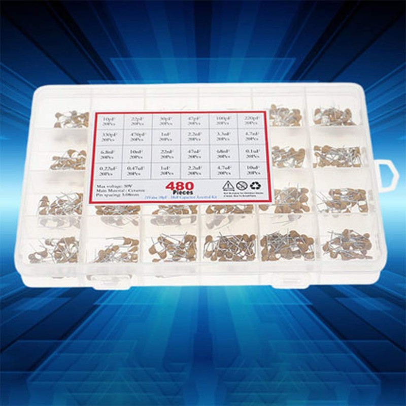 PENGLIN 480pcs Electrolytic Capacitors Kit Multilayer Ceramic Capacitors Monolithic Capacitor