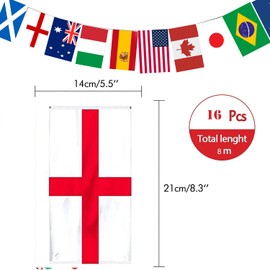 2026 World Cup Bunting Flags - World Cup Football 2026 Decoration - Includes 16 Teams Flags for Garden, Bar, Restaurant, Party Decorations (1 PACK, 14 * 21cm)