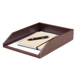 Gallaway Leather Letter Tray Desk Organizer - Paper Tray for Desk,Premium PU Leather Tray Perfect for Office Organization, Document Holder Fits A4 Paper, Stackable Drawers for Extra Desk Storage.