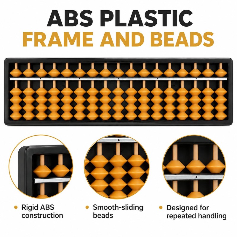 Mnixy 17-Column Soroban Abacus with Plastic Bead Frame
