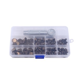 30 Sets Metal Snap Button, 15mm Antique Brass Snap Fasteners Popper Press Stud Button with Fixing Tool Kit for Leather Craft, Clothing, Jeans