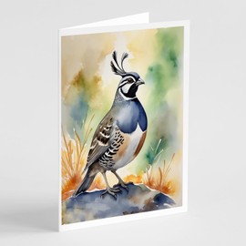 Caroline's Treasures California Quail Greeting Cards Pack of 8 Blank Cards with Envelopes Whimsical A7 Size 5x7 Blank Note Cards