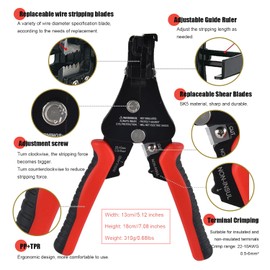 Multi-functional Wire Stripper/Wire Cutter/Waterproof Terminal Crimper Insulated Terminal Crimper for solid and stranded AWG18-10 Strippering Plier