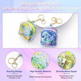 WisePoint 2pcs Coin Purse, Tranparent Sequins Change Purse Coin Pouch for Women and Girls, Cute Change Bags with Keyring and Zipper for Working, Travelling, Dating, Shopping, Party (Yellow+ Purple)