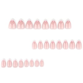 MouyouGlow Press on Nails Kurz,Almond Weiß French Rose Herz Design Fake Nails with Nail Glue,White Tips Pink Love Valentine Sommer INS Artificial Fingernails