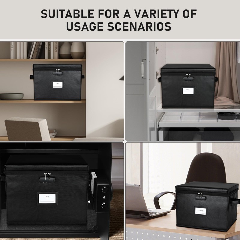 File Box Fireproof Document Box with Lock, Document Safe File