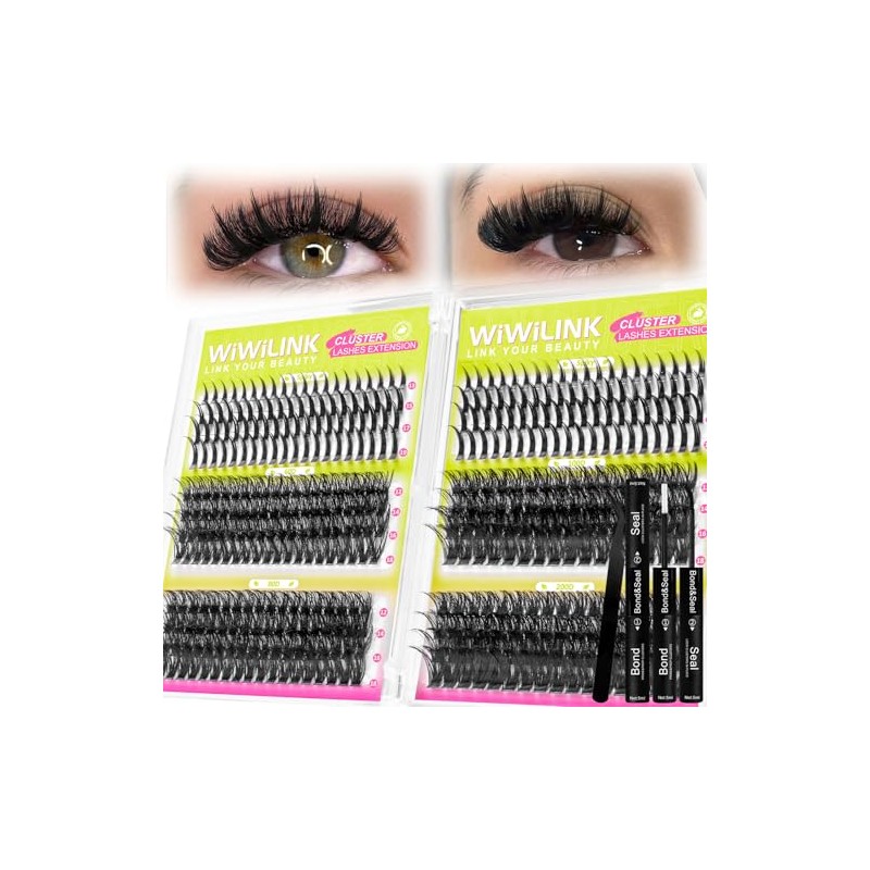 Lash Clusters Kit with Spikes Lashes Clusters Wispy 60D+80D+100D+200D Manga